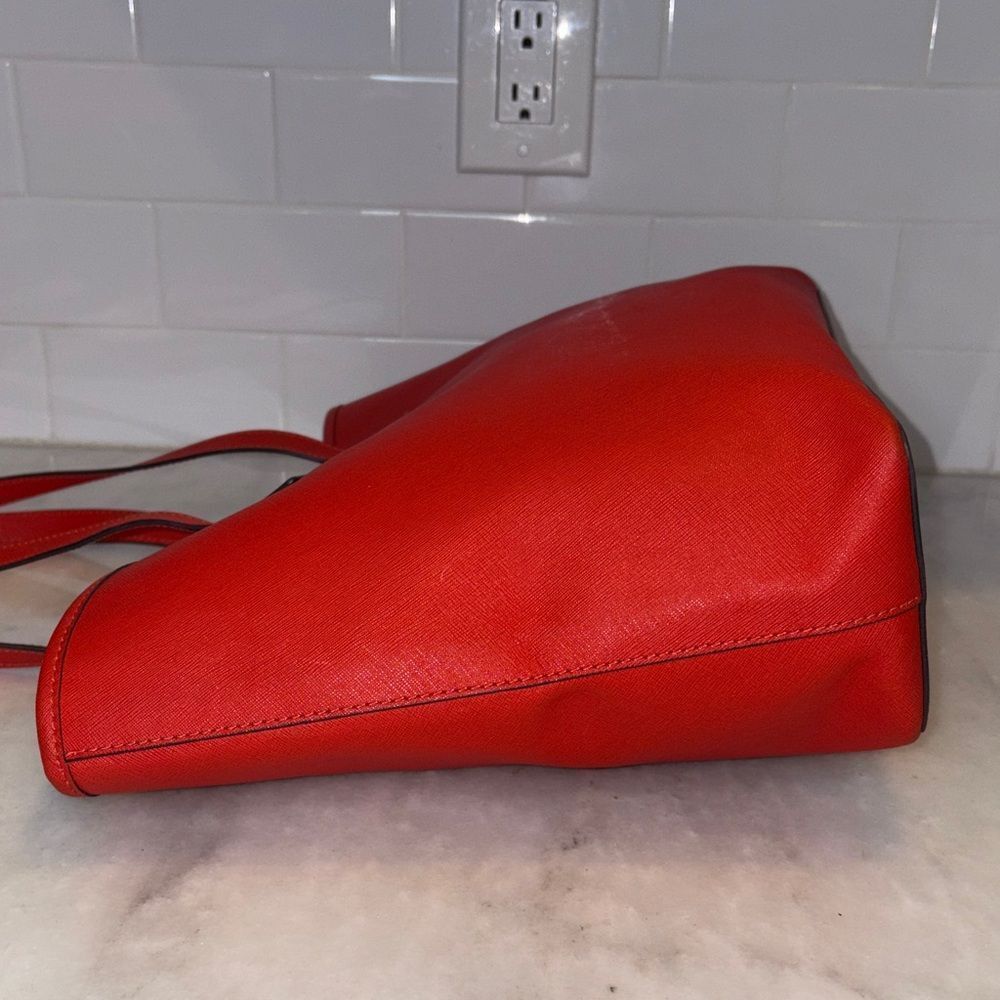 Michael Kors Purse Tote Bag Jet Set Travel Large Saffiano Leather - Red Gold - Picture 10 of 16